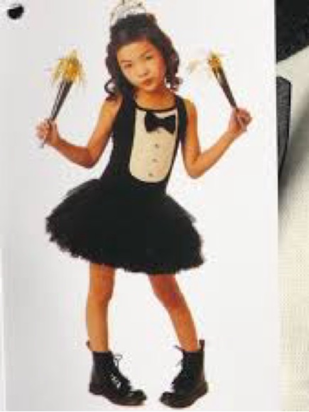 Ooh! La, La! Couture Black Tuxedo Tutu Kids Costume with Bow size 4
